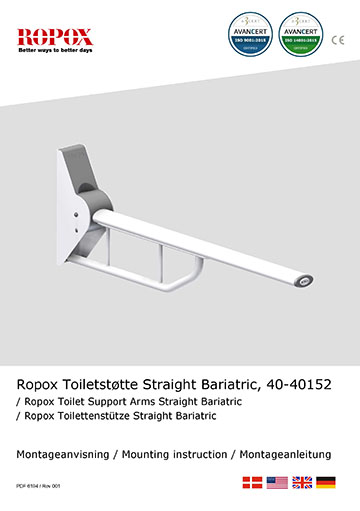 Ropox Installation manual for Toilet Support Arms, Straight Bariatric Short